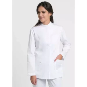 Chaqueta sanitaria para mujer Creyconfe Básicos Fuengirola Plus en color blanco.