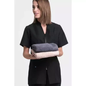 Chaqueta sanitaria para mujer Creyconfe Básicos Gales en color negro.