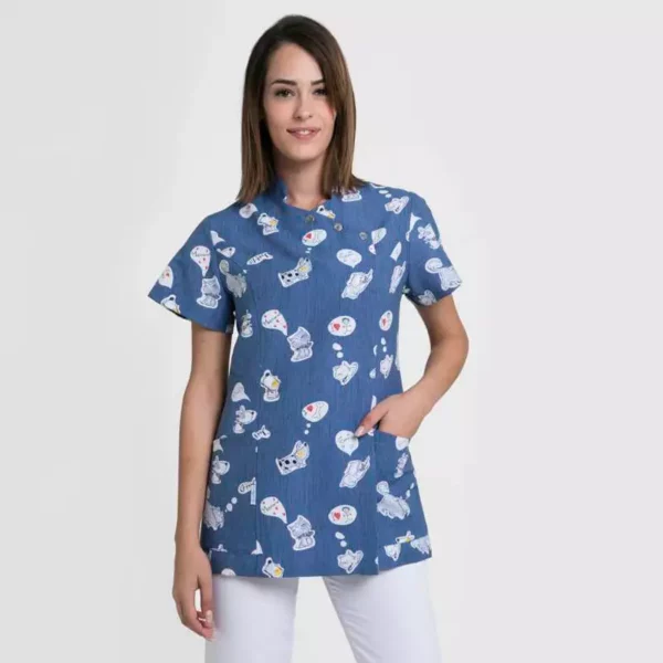 Chaqueta sanitaria Creyconfe Tech Geneve para mujer, estampado Dog&Cat