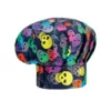 Gorro de cocina unisex Egochef Hat, ajuste con velcro, estampado con calaveras de colores