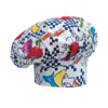 Gorro de cocina unisex Egochef Hat, ajuste con velcro, con estampado de cuadritos y dibujos de fantasía