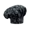 Gorro de cocina unisex Egochef Hat, ajuste con velcro, con dibujos de calaveras grises sobre fondo negro