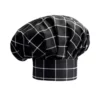 Gorro de cocina unisex Egochef Hat, ajuste con velcro, negro con líneas blancas formando cuadros