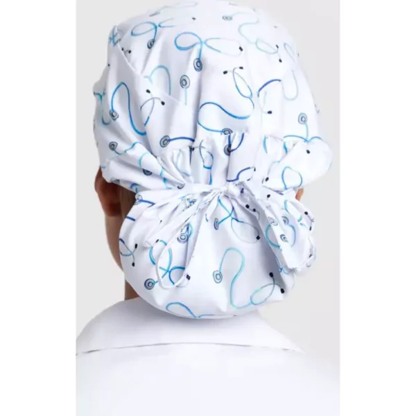 Gorro sanitario Creyconfe Tech Pisa tipo bandana en color blanco con estampado 'doctor'