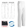 Imagen y características del Pantalón cocina unisex Egochef Bazzy, blanco, cintura elástica.