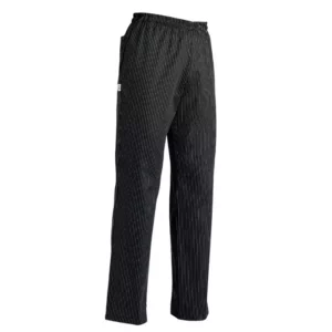 Pantalón cocina unisex Egochef Big Pant, negro con rayas, cintura elástica.