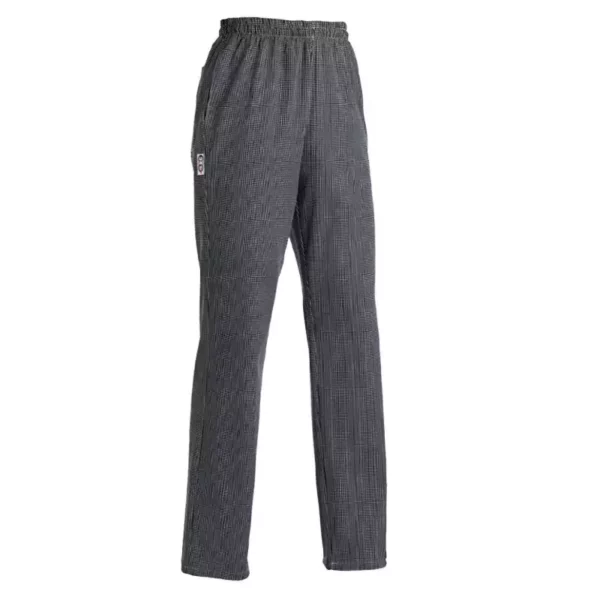 Pantalón cocina unisex Egochef Coulisse, cintura elástica con cordón ajustable, estampado con motivos de cuadros escoceses