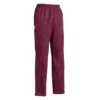 Pantalón cocina unisex Egochef Coulisse, cintura elástica con cordón ajustable, en color vino.