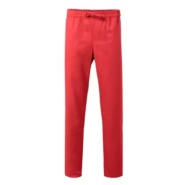 Pantalón pijama con cintas VELILLA 533001, ideal para el sector sanitario, en color rojo coral