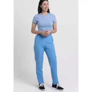 Pantalón sanitario Creyconfe Tech Santander para mujer en color celeste.