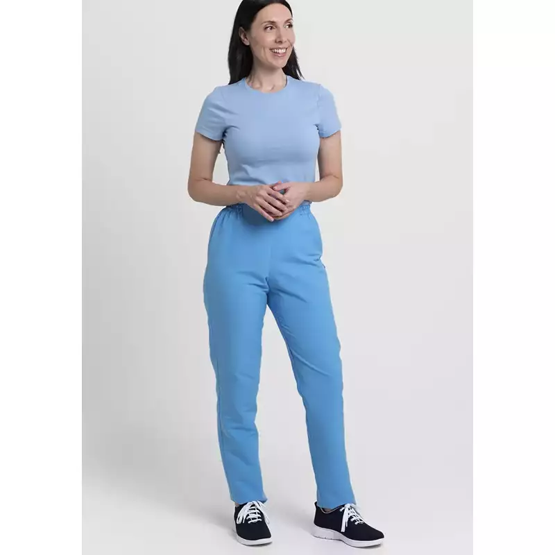 Pantalón sanitario Creyconfe Tech Santander para mujer en color celeste.