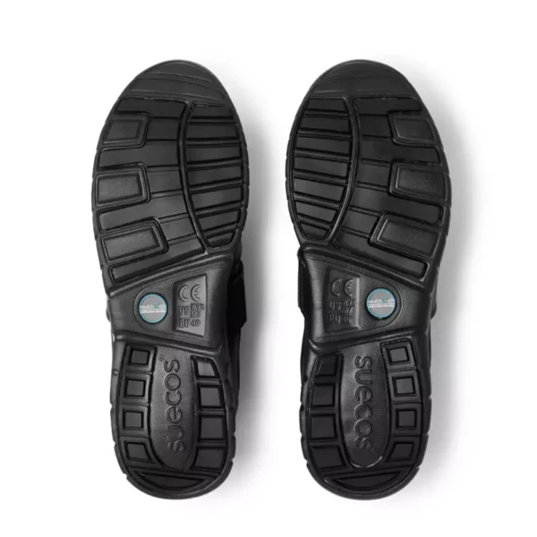 Zapato unisex Suecos Andor negro, ergonómico, sin cordones y con suela antideslizante SRC, ideal para trabajos en hostelería y sanidad.