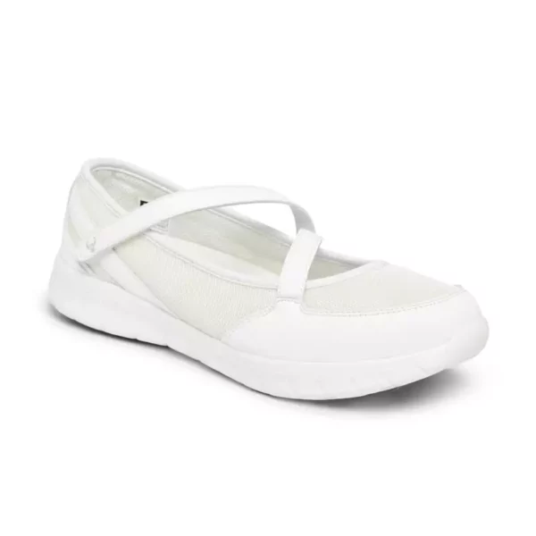 Zapatillas Frida de Suecos, bailarinas deportivas blancas, ergonómicas y ligeras, con cierre de velcro ajustable y suela antideslizante SRC.