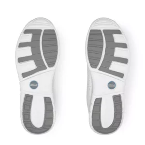 Zapato unisex Suecos ERIK blanco, ergonómico, con ajuste fácil mediante elásticos y suela antideslizante SRC, diseñado para largas jornadas laborales.
