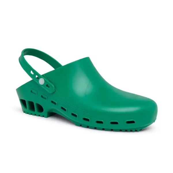 Zuecos unisex Suecos Ivar en color verde, antideslizantes y antiestáticos, con ventilación y suela SRC, ideales para quirófanos