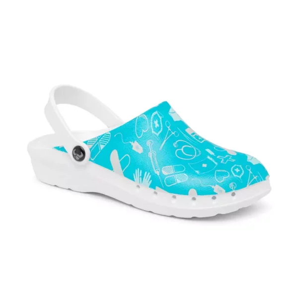 Zueco unisex Suecos Oden Print, ergonómico y antideslizante, ideal para entornos sanitarios, diseño 'Medical blue'