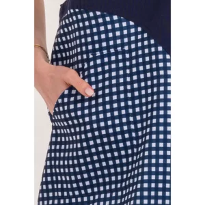 Estola cruzada cuadro azul Dyneke 8156384, detalle de bolsillo de cuadros