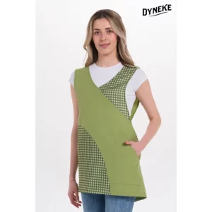Estola cruzada cuadro verde Dyneke 8156385, vista frontal con modelo