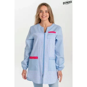 Bata maestra cuadro azul Dyneke 8301606, vista frontal con modelo