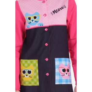 Bata maestra gatos 3d Dyneke 8327871, detalle de estampado de gatos