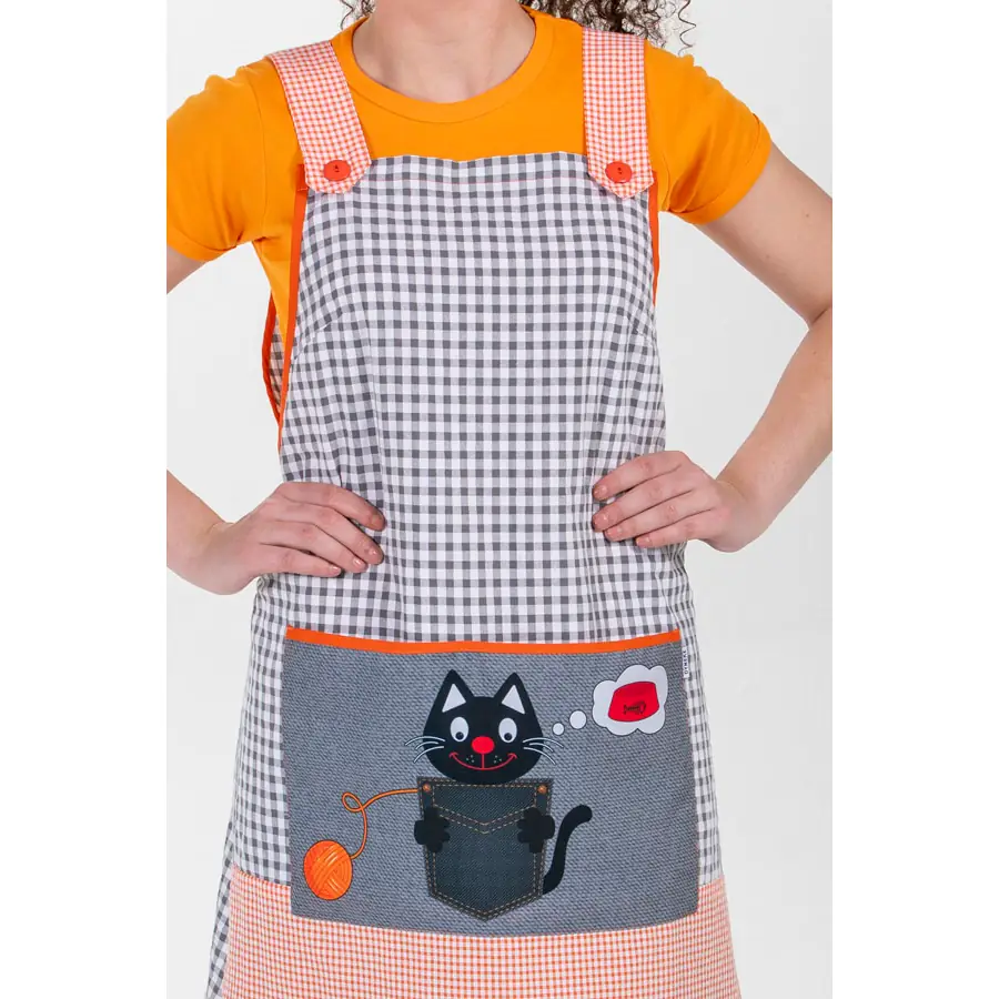 Estola Dyneke Gato Negro 8343209 2 Estola maestra gato negro Dyneke 8343209, detalle de estampado de gato y bolsillo