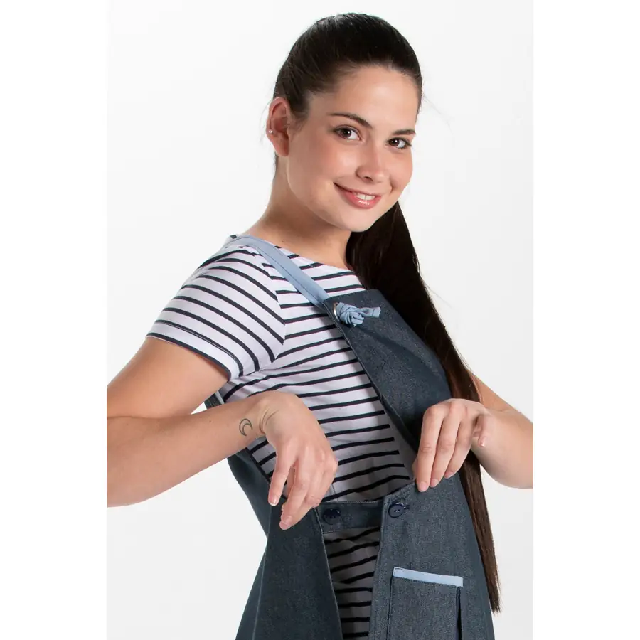 Estola Dyneke Multiservicios Azul 8474389 4 Estola tejana multiservicios azul Dyneke 8474389, detalle de tirantes y botones