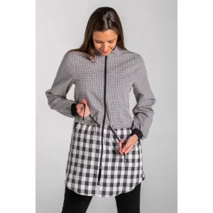 Bata maestra cuadros gris antracita Dyneke 8896247, vista frontal con modelo