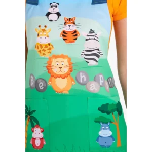 Estola maestra be happy verde Dyneke 8927975, detalle de estampado de animales
