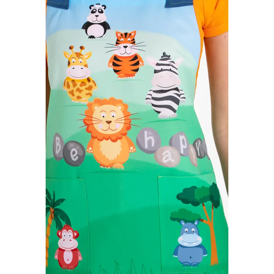 Estola Dyneke Be Happy Verde 8927975 4 Estola maestra be happy verde Dyneke 8927975, detalle de estampado de animales