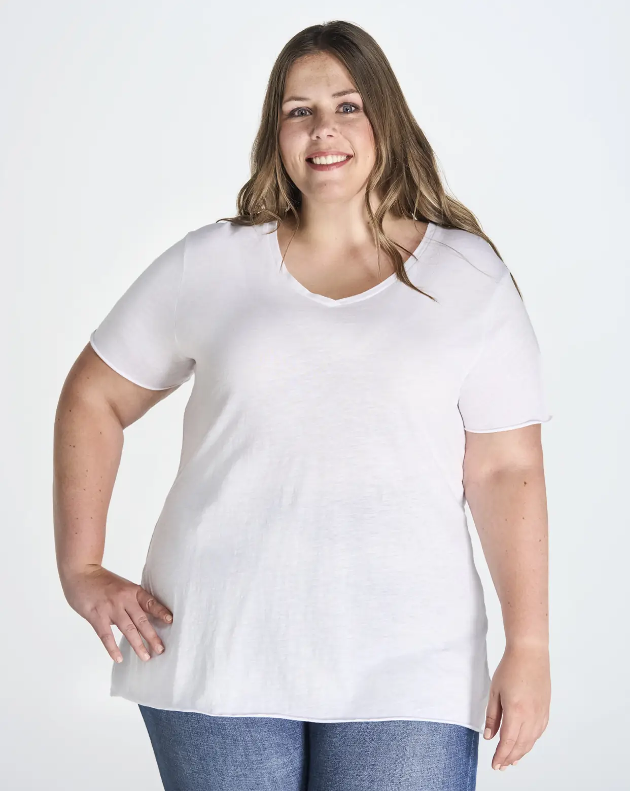 Camiseta cuello de pico Mujer JHK CURVSSLUB 1 Camiseta cuello de pico Mujer JHK CURVSSLUB