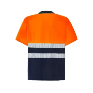 Polo JHK HV02U00 en azul marino y naranja flúor, vista trasera