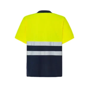 Polo JHK HV02U00 en azul marino y amarillo sol flúor, vista trasera