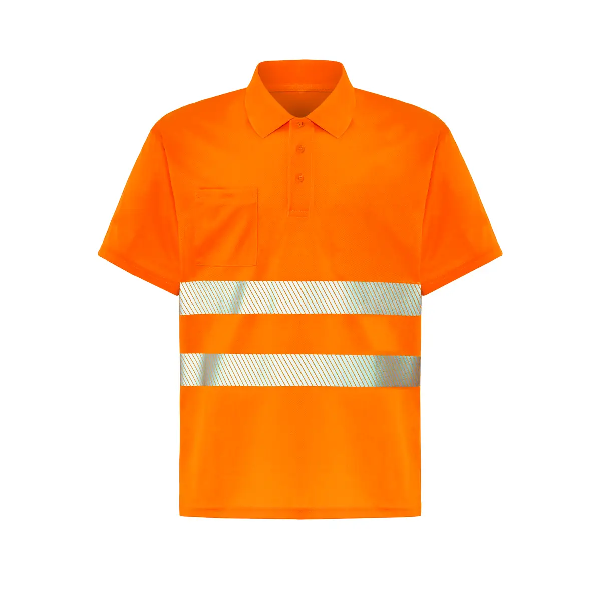 Polo alta visibilidad manga corta JHK HV02U00 8 Polo JHK HV02U00 en naranja flúor, vista frontal
