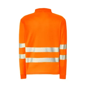 Polo JHK HV02U00LS en naranja flúor de manga larga, vista trasera
