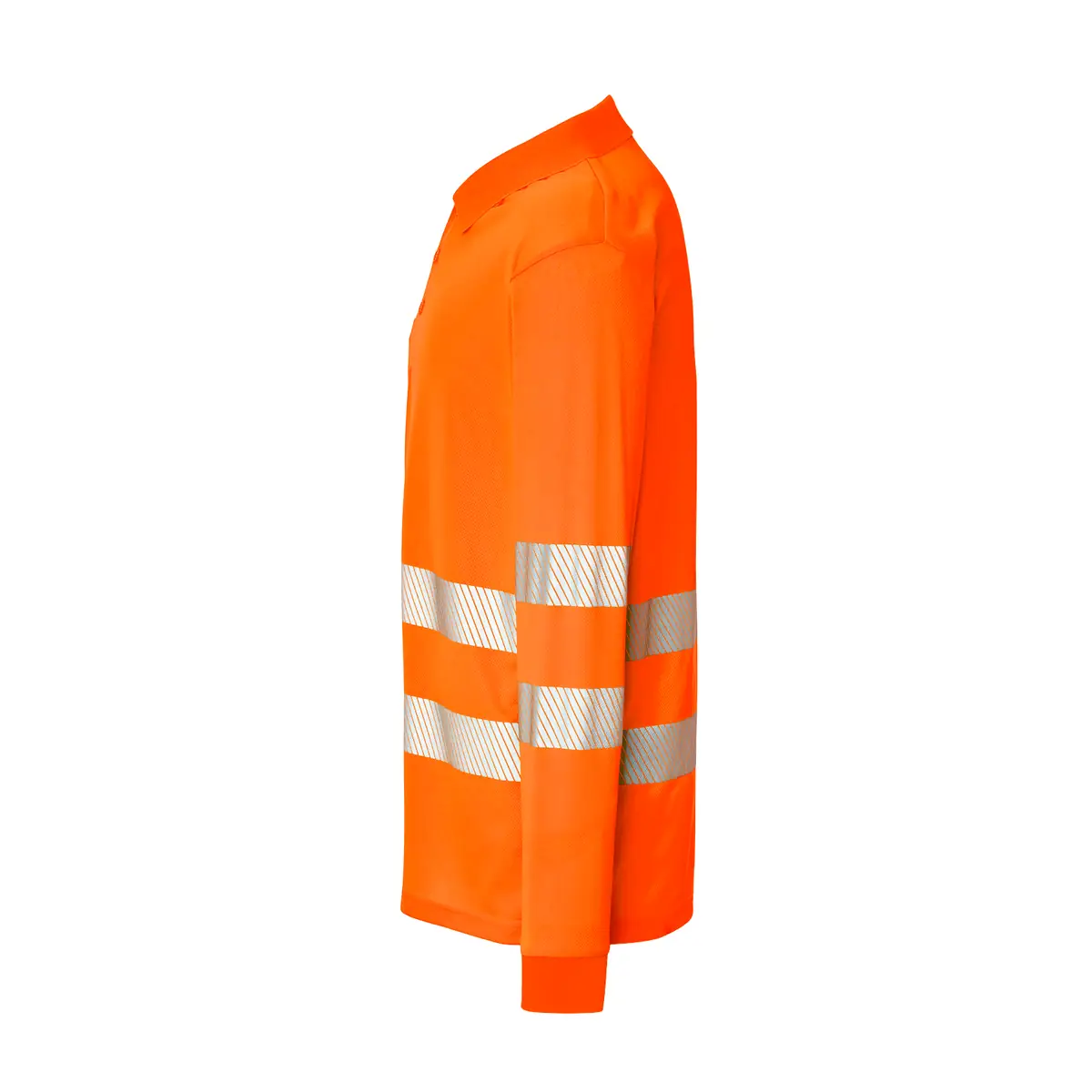 Polo alta visibilidad manga larga JHK HV02U00LS 9 Polo JHK HV02U00LS en naranja flúor de manga larga, vista lateral