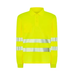 Polo JHK HV02U00LS en oro flúor de manga larga, vista frontal