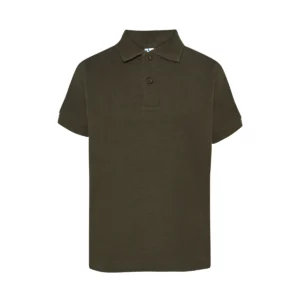 Polo infantil JHK PKID210 en verde bosque, vista frontal