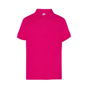 Polo infantil JHK PKID210 en fucsia, vista frontal