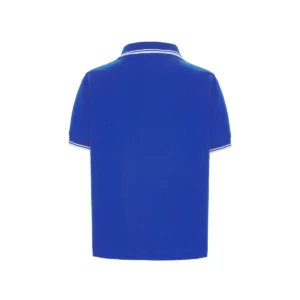 Polo infantil JHK PKID210 en azul royal y blanco, vista trasera