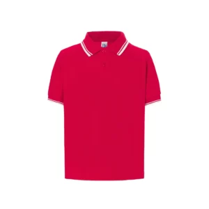 Polo infantil JHK PKID210 en rojo y blanco, vista frontal