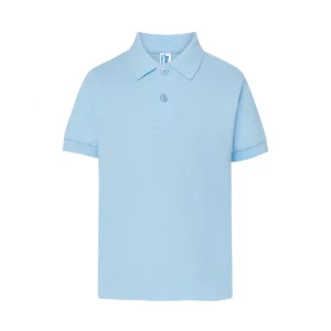 Polo infantil JHK PKID210 en azul cielo, vista frontal
