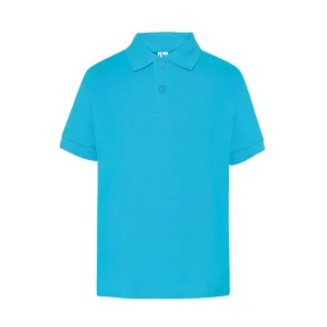 Polo infantil JHK PKID210 en turquesa, vista frontal