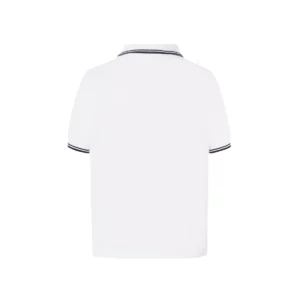Polo infantil JHK PKID210 en blanco y azul marino, vista trasera