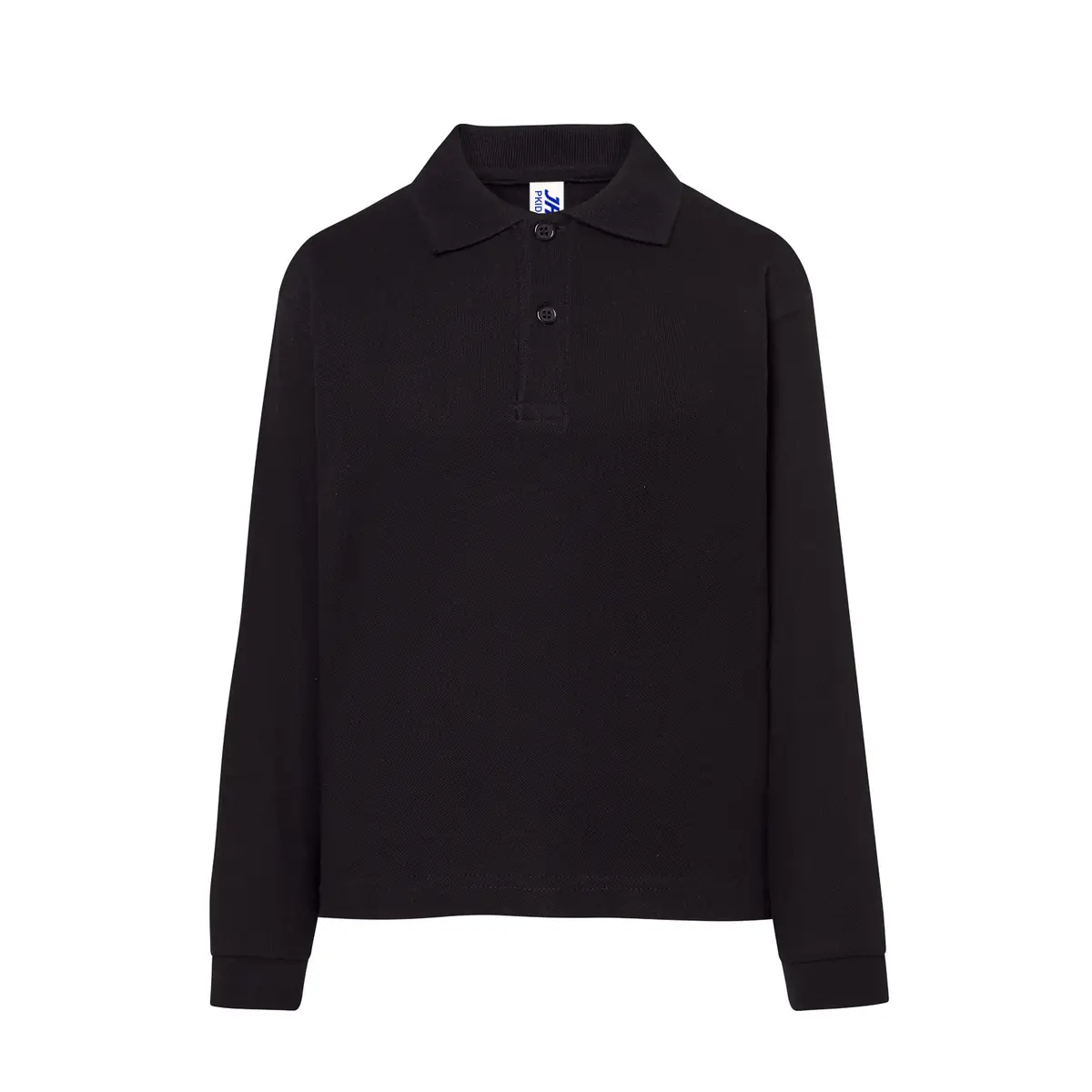 Polo piqué infantil manga larga JHK PKID210LS 2 Polo infantil JHK PKID210LS en negro de manga larga, vista frontal