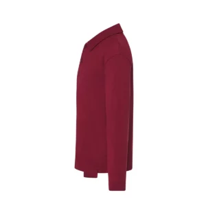 Polo infantil JHK PKID210LS en burdeos de manga larga, vista lateral