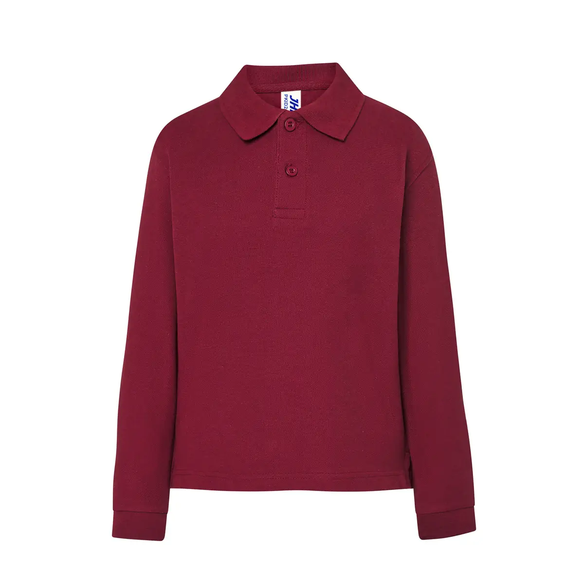 Polo piqué infantil manga larga JHK PKID210LS 5 Polo infantil JHK PKID210LS en burdeos de manga larga, vista frontal