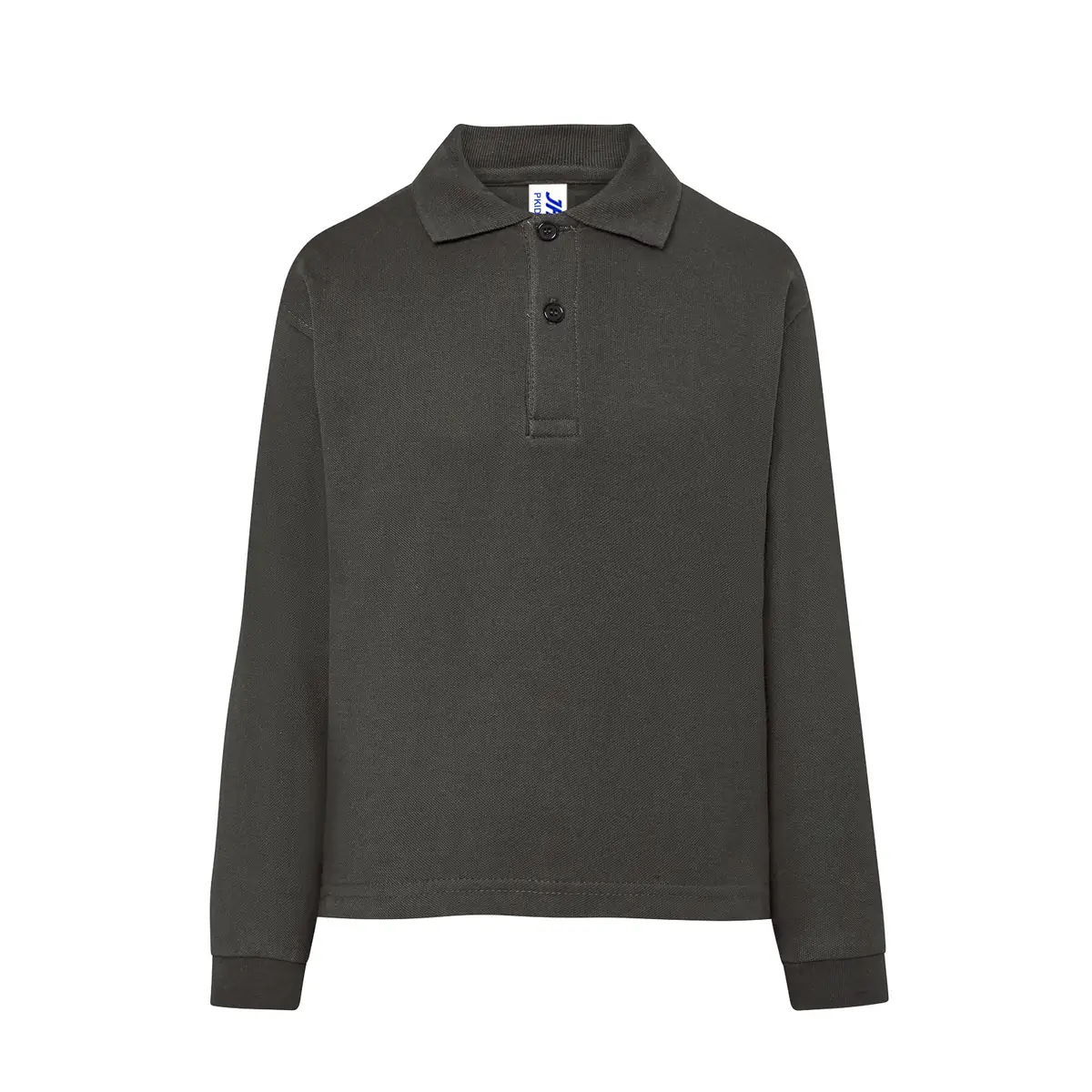 Polo piqué infantil manga larga JHK PKID210LS 11 Polo infantil JHK PKID210LS en grafito de manga larga, vista frontal