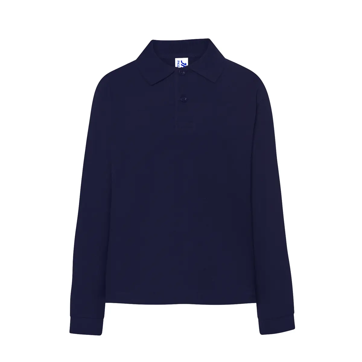 Polo piqué infantil manga larga JHK PKID210LS 14 Polo infantil JHK PKID210LS en azul marino de manga larga, vista frontal