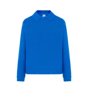 Polo infantil JHK PKID210LS en azul royal de manga larga, vista frontal