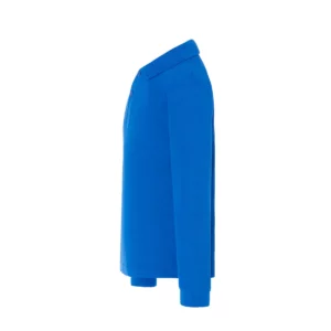 Polo infantil JHK PKID210LS en azul royal de manga larga, vista lateral